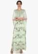 Mint green floral printed kurti with kundan embroidered fancy cape only on Kalki