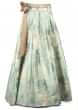 Mint green lehenga in brocade silk with sequin crop top blouse only on Kalki