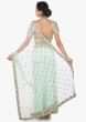 Mint Green Saree In Net Featuring The Able Embroidery Work Online - Kalki Fashion