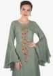 Mud green long asymmetric tunic dress featuring in cotton only on kalki
