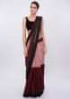 Multi color linen saree with contrasting black border in mirror embroidery only on Kalki