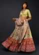 Multi Colored Lehenga In Silk With Colorful Floral Print And Pink Patola Border 