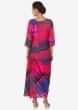 Multi color kurti in pink and blue shade with zardosi butti and cowl drape only on Kalki