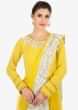 Mustard anarkali dress in gathers and over lapping layers
