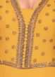 Mustard georgette jump suit in heavy embroidery work 
