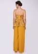 Mustard georgette palazzo with embroidered peplum