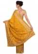 Mustard Saree In Resham And Zari In Floral Motif Online - Kalki Fashion