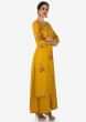 Mustard long tunic in cotton silk with resham and mirror embroidery only on Kalki