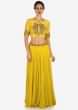 Mustard Skirt And Crop Top Carved With Zardosi Embroidery Work Online - Kalki Fashion