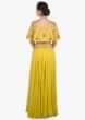 Mustard skirt and off shoulder crop top carved with zardosi embroidery work only on Kalki