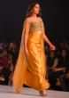Mustard Skirt In Cowl Drape Matched With Embroidered Blouse And Fancy Jacket Online - Kalki Fashion