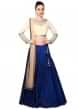 Navy blue and cream lehenga adorn in pearl and stone embroidery only on Kalki