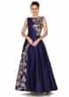 Navy blue gown adorn in zari and sequin in floral online - kalki fashion