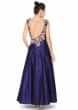 Navy blue gown adorn in zari and sequin in floral online - kalki fashion