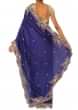 Navy blue saree adorn in sequin and kundan border only on Kalki