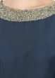 Navy blue satin asymmetric kurti with pleats