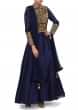 Navy blue suit featuring in zari embroidery only on Kalki