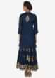 Navy Blue A Line Suit With Palazzo Pant Adorned In Mirror And Zari Work Online - Kalki Fashion