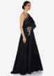Navy blue gown in silk with layered bodice and gotta lace work only on Kalki