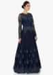 Navy Blue net gown crafted in beautiful moti and cut dana embroidery work only on Kalki
