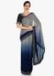 Navy Blue saree in georgette with ready stitched blouse adorn in cut dana embroidery work only on Kalki