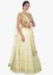 Nog yellow lehenga with thread work all over and a net dupatta with gotta patch only on Kalki
