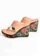Nude And Black Kolhapuri Wedges With  Red Resham And Cut Dana Embroidered Roses By Sole House
