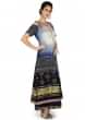 Off white and navy blue bandhani printed dress with cold shoulder only on Kalki