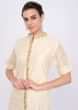 Off White Kurti In Chanderi Cotton With Lace Checks Pattern Online - Kalki Fashion