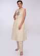 Off White Cotton Suit With Center Embroidered Butti And Weaved Butti Online - Kalki Fashion