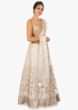 Off white organza lehenga with gotta patch all over with a net dupatta only on Kalki