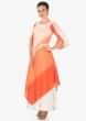 Off white, peach and orange shaded kurti with thread embroidered neckline only on Kalki
