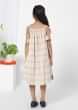 Kalki Girls Off White Dress In Cotton With Floral And Checks Design And Ribbons On The Shoulder By Mini Chic