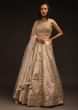 Off White Lehenga Choli In Silk With Brocade Kalis And Mirror Abla Embroidery