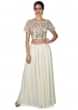 Off white skirt in georgette with crop top embroidered blouse only on Kalki