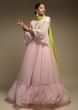 Onion Pink Anarkali Suit In Georgette With Front Slit And Ruffle Frill On The Hem  