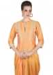 Orange And Mustard Gown In Silk Crafted With Embroidered Motifs Online - Kalki Fashion