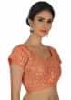 Orange blouse in raw silk with gotta patti embroidery only on Kalki