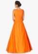 Orange long kurti top in resham paired with chanderi silk skirt