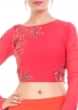 Orange Red Shaded Skirt & Crop Top Set Online - Kalki Fashion
