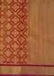 Orange tussar silk weaved saree in geometric motif 