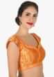 Orange Blouse In Brocade Silk Online - Kalki Fashion