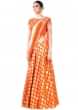 Orange Brocade Lehenga With A Chiffon Dupatta And Hand Embroidered Silk Blouse Online - Kalki Fashion