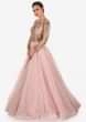 Pale Pink Gown In Net And Satin Lining Designed With Zardosi Online - Kalki Fashion