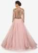 Pale Pink Gown In Net And Satin Lining Designed With Zardosi Online - Kalki Fashion