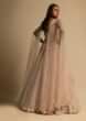 Pale Pink Net Gown Studded with Cut Dana, Moti and Sequins Only on Kalki