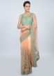 Pastel Peach Saree In Sheer Net With Heavy Floral Jaal Embroidery Online - Kalki Fashion