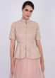Pastel Pink Peplum Top With Matching Organza Skirt Online - Kalki Fashion