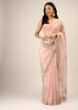 Pastel Pink Saree In Organza With Multi Colored Applique Flowers On The Border And Cut Dana Accents  