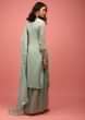 Pastel Blue Georgette Palazzo Suit Handcrafted With Gotta Work, Zardosi And Pearls